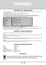 Предварительный просмотр 36 страницы tomado TMS2001W Safety Instruction