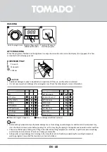 Предварительный просмотр 40 страницы tomado TWM8001W Instruction Manual