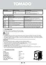 Предварительный просмотр 75 страницы tomado TWM8001W Instruction Manual