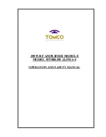 Tomco BTM00250 ALPHA-S Operation And Safety Manual preview