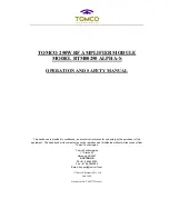 Preview for 2 page of Tomco BTM00250 ALPHA-S Operation And Safety Manual