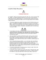 Preview for 4 page of Tomco BTM00250 ALPHA-S Operation And Safety Manual