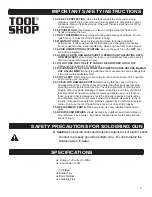 Preview for 3 page of Tool Shop 243-1145 Operator'S Manual