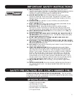 Preview for 3 page of Toolshop 241-9825 Operator'S Manual