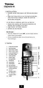 Предварительный просмотр 22 страницы Topcom CLIPPHONE 40 Operating Manual