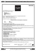 Preview for 14 page of TOPP C25 Installation And Use Instructions Manual