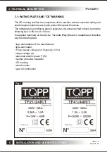 Предварительный просмотр 6 страницы TOPP TF21 Installation And Use Instructions Manual