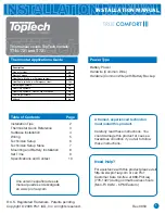 Preview for 1 page of Toptech T721 True Comfort III Installation Manual