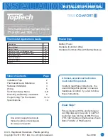 Preview for 1 page of Toptech TRUE COMFORT III T925 Installation Manual