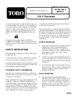 Preview for 1 page of Toro PA-17 Operator'S Manual