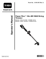 Preview for 1 page of Toro Power Plex 51482 Operator'S Manual