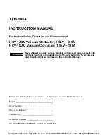 Предварительный просмотр 3 страницы Toshiba 1.5kV - 600A HCV-1KAU Vacuum Contactor Instruction Manual