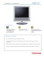 Preview for 1 page of Toshiba 14DL74 Specifications