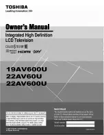 Предварительный просмотр 1 страницы Toshiba 19AV600U - 18.5" LCD TV Owner'S Manual