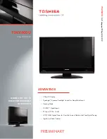 Предварительный просмотр 1 страницы Toshiba 19AV600U - 18.5" LCD TV Specifications