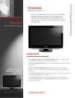 Предварительный просмотр 1 страницы Toshiba 19LV610U - 18.5" LCD TV Specifications