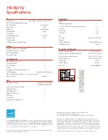 Preview for 2 page of Toshiba 19LV611U - 18.5" LCD TV Specifications