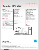 Preview for 2 page of Toshiba 19SL410U Specifications