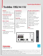 Предварительный просмотр 2 страницы Toshiba 19SLV411U Specifications