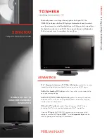 Предварительный просмотр 1 страницы Toshiba 22LV610U - 21.6" LCD TV Specifications