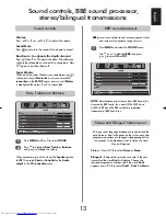 Preview for 13 page of Toshiba 26/32WL36 Owner'S Manual