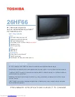 Toshiba 26HF66 Specifications preview