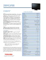 Preview for 2 page of Toshiba 26HLV66 - 26" LCD TV Specifications