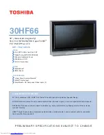 Предварительный просмотр 1 страницы Toshiba 30HF66 Specification Sheet