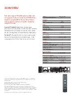 Предварительный просмотр 2 страницы Toshiba 32AV500 Specifications