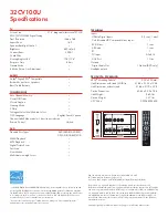 Предварительный просмотр 2 страницы Toshiba 32CV100U Specifications