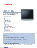 Toshiba 32DF46 - 32" CRT TV Specifications preview