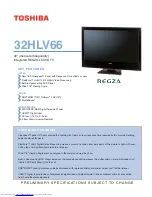 Toshiba 32HLV66 Specifications preview