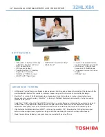 Preview for 1 page of Toshiba 32HLX84 Specifications