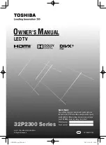 Предварительный просмотр 2 страницы Toshiba 32P2300 Series Owner'S Manual