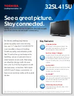 Preview for 1 page of Toshiba 32SL415U Specifications