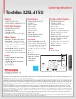 Preview for 2 page of Toshiba 32SL415U Specifications