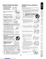 Предварительный просмотр 3 страницы Toshiba 34HFX85 Owner'S Manual