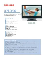 Preview for 1 page of Toshiba 37LX96 - 37" LCD TV Specifications