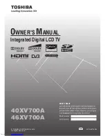 Preview for 1 page of Toshiba 40XV700A Owner'S Manual