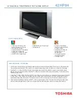 Preview for 1 page of Toshiba 42HP84 - 42" Plasma TV Specifications