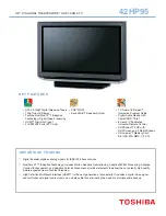 Preview for 1 page of Toshiba 42HP95 - 42" Plasma TV Specifications