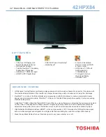 Preview for 1 page of Toshiba 42HPX84 Specifications