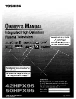 Предварительный просмотр 1 страницы Toshiba 42HPX95 - 42" Plasma Panel Owner'S Manual