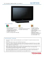 Preview for 1 page of Toshiba 42HPX95 - 42" Plasma Panel Specifications