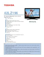 Toshiba 42LZ196 - 42" LCD TV Specification preview