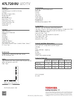 Предварительный просмотр 2 страницы Toshiba 47L7200U Preliminary Specifications