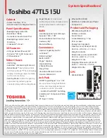 Предварительный просмотр 2 страницы Toshiba 47TL515U Specifications