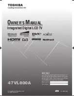 Toshiba 47VL800A Owner'S Manual preview