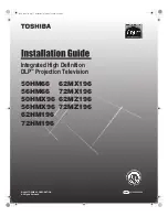 Toshiba 50HMX96 - 50" Rear Projection TV Installation Manual preview
