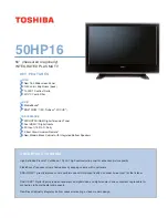 Preview for 1 page of Toshiba 50HP16 Specifications